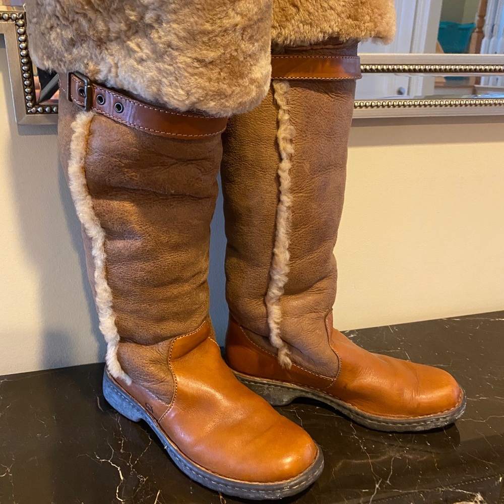 BORN leather and suede knee high boot